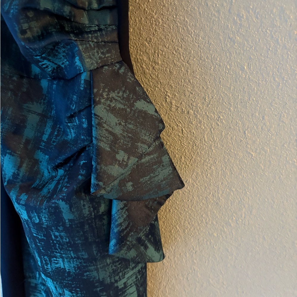 Joseph Ribkoff Asymmetrical Dress in Blue and Green - Picture 2 of 8